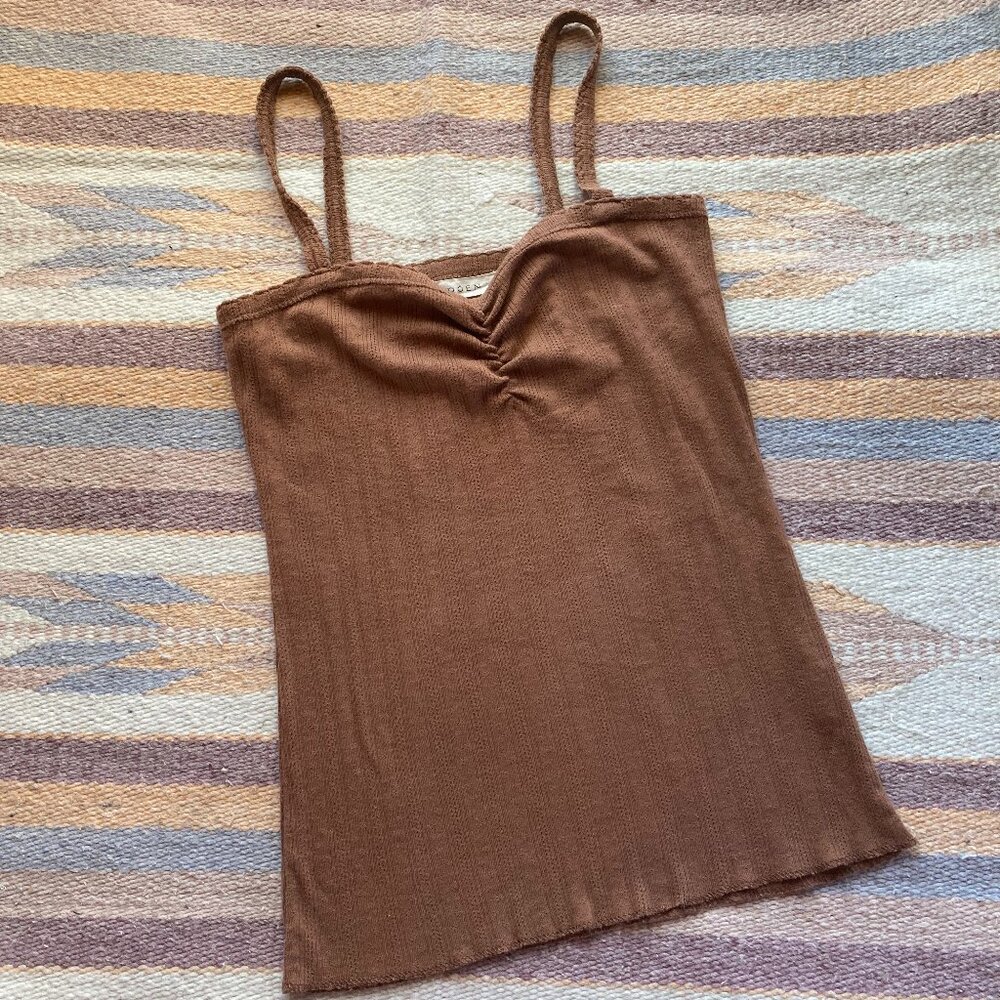 Doen Kami Tank Pointelle Camisole cami top sz small canyon clay cocoa brown